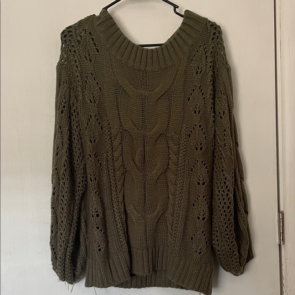 Kori Forest Green Cable Knit Sweater